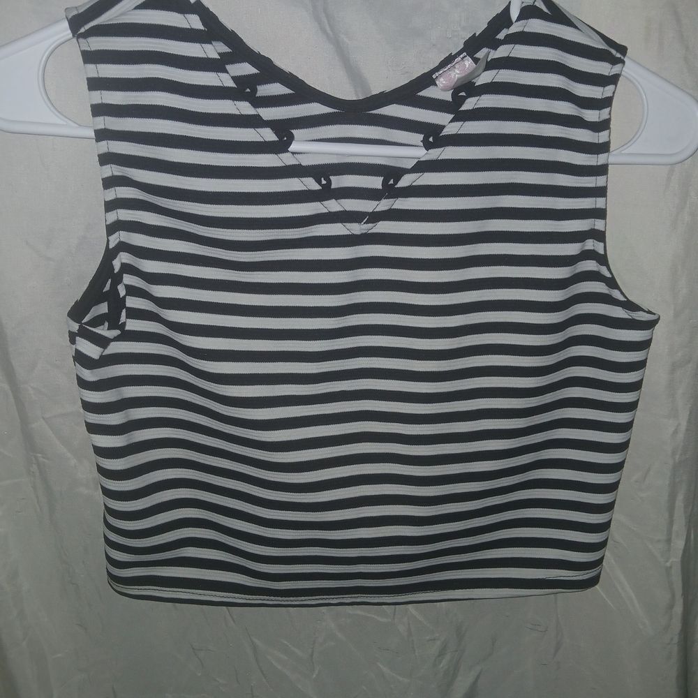 Just Kids Size Large Black and White Striped Tank Top